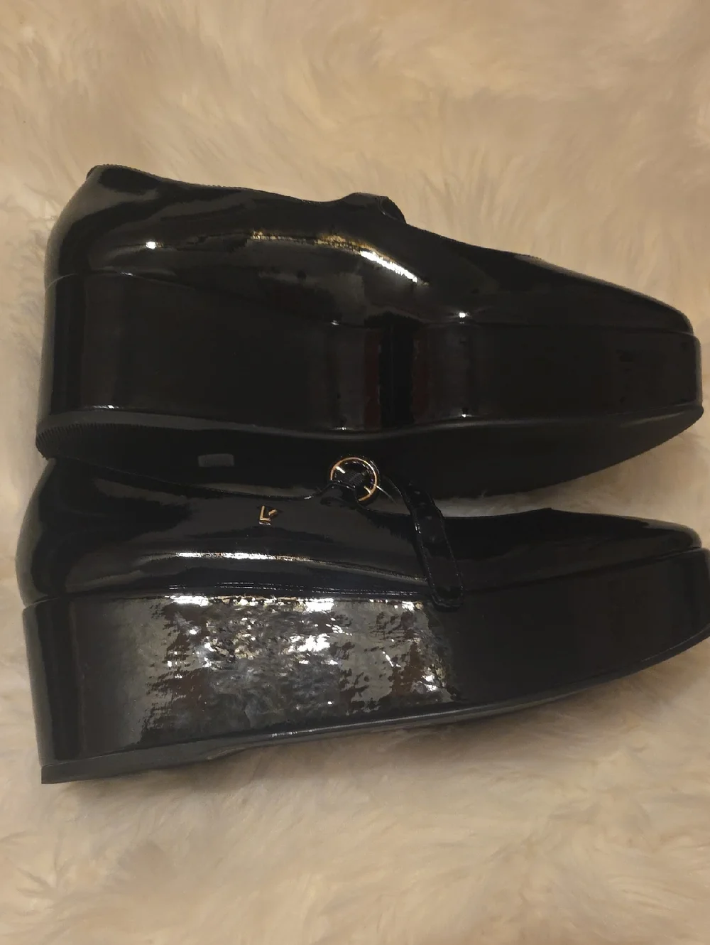 Larroude Black Patent Mary Jane Platform Shoes